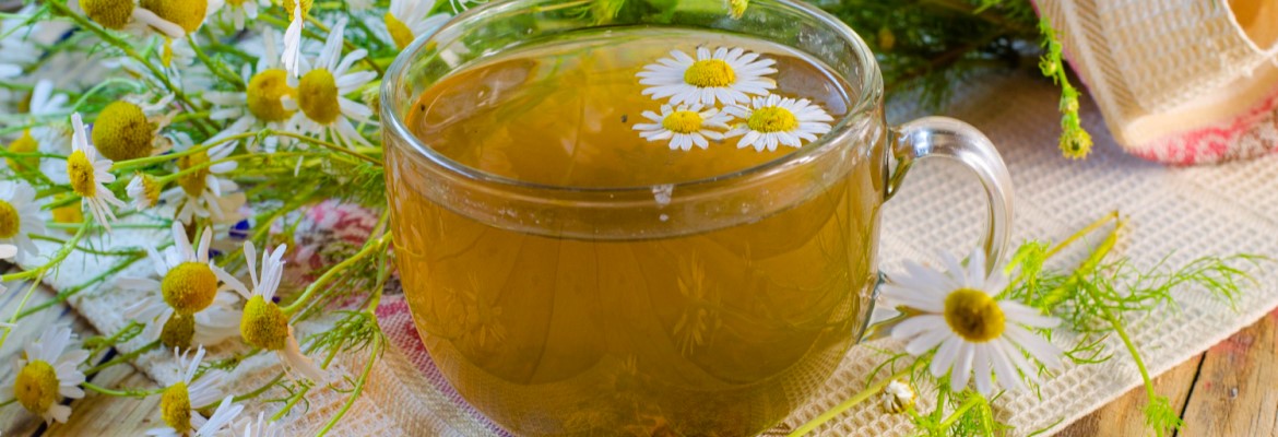 Ароматный ромашковый лечебный чай в чашке
