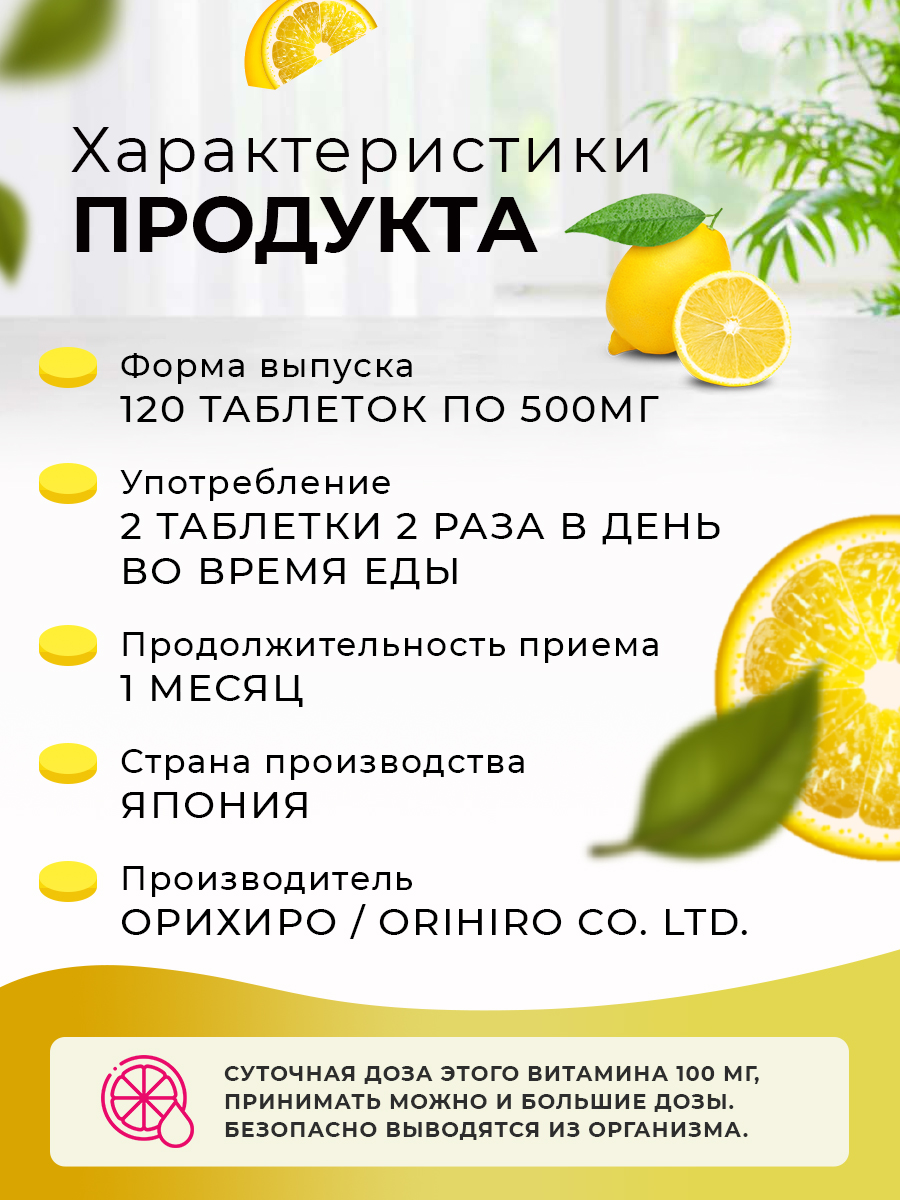 Витамин C со вкусом лимона инфографика характеристики Витамин C со вкусом лимона инфографика характеристики