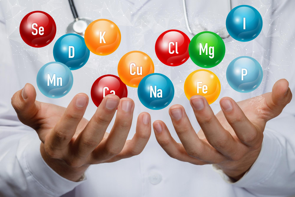 Doctor shows vitamins in hands The concept of vitamins in the diet