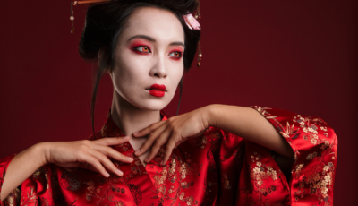 Front view woman with red eyes